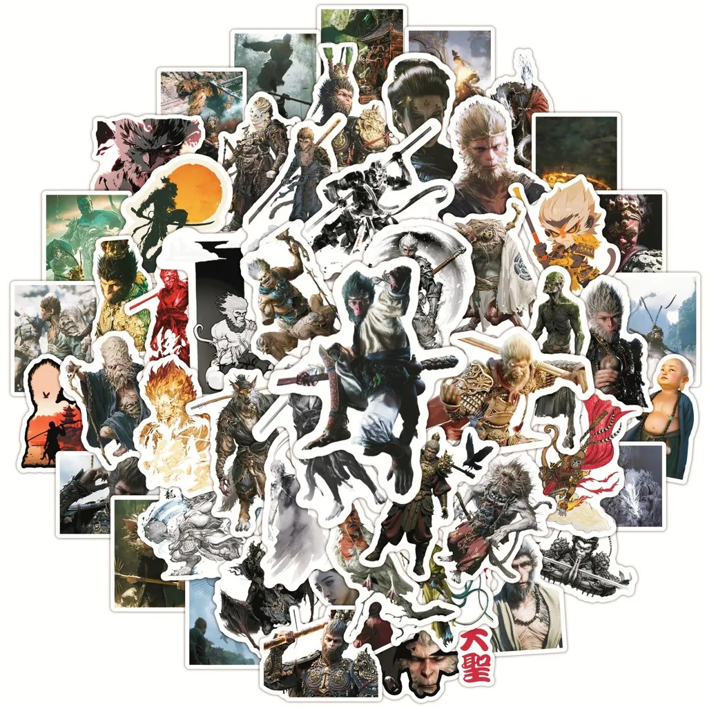 50PCS 3A Hot Game Black Myth: WuKong Graffiti Aufkleber für Fahrrad Hand Konto Federmäppchen Aufkleber LanLanStickersWorld