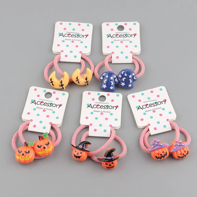 24 Optional Halloween Hair Accessories Children\'S Hair Rope Pumpkin Elastic Headband Cartoon Cat Girls\' Headwear Holiday Gift