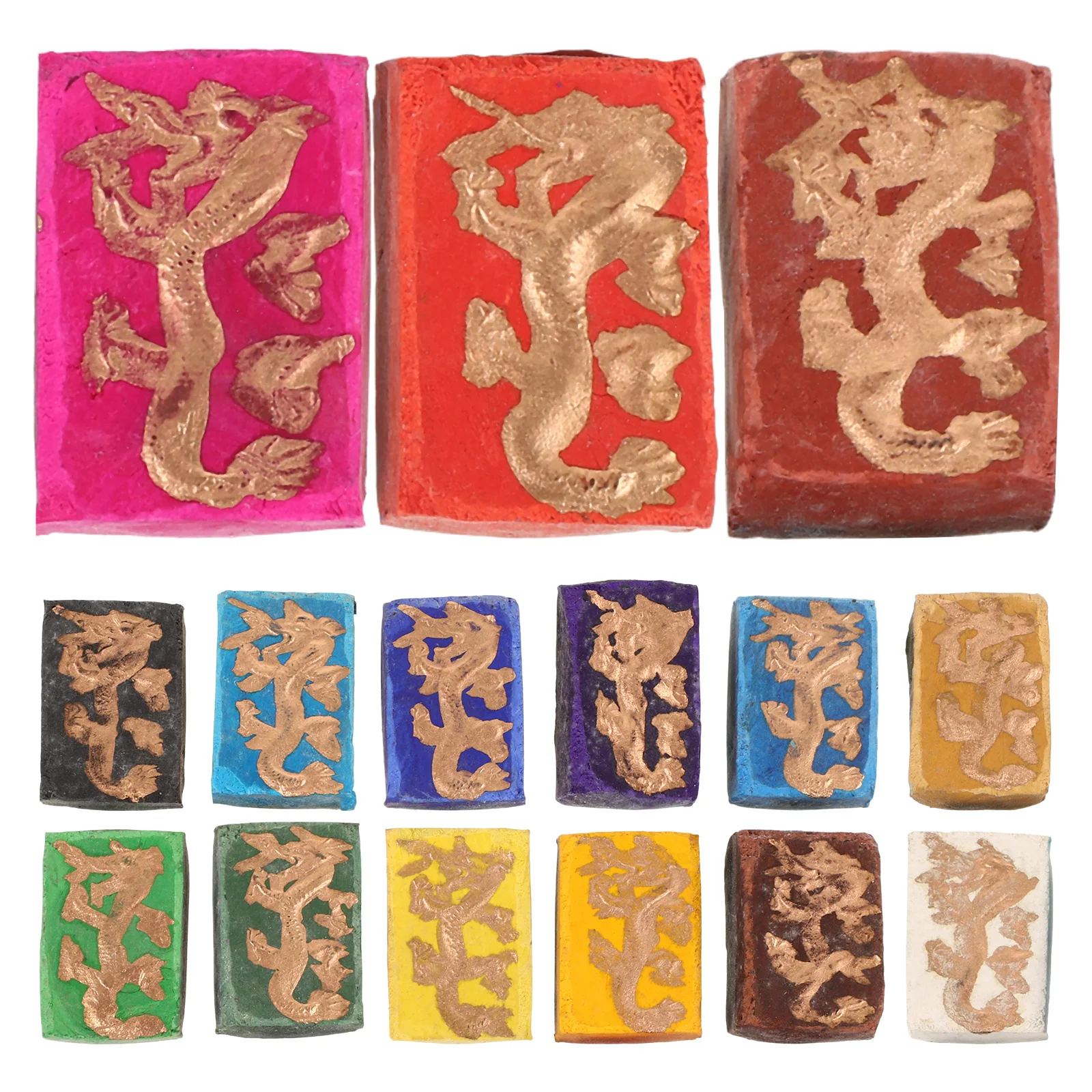 

15 Pcs Colorful Dragon Pattern Ink Stick Traditional Block Drawing Chinese Calligraphy for Student Grind