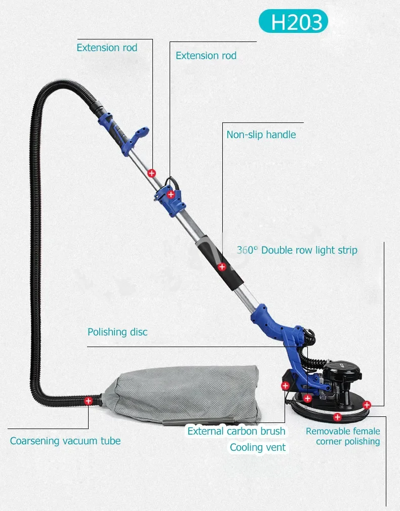 Dust-Free durable 800W Vacuum Brushless Drywall Sander