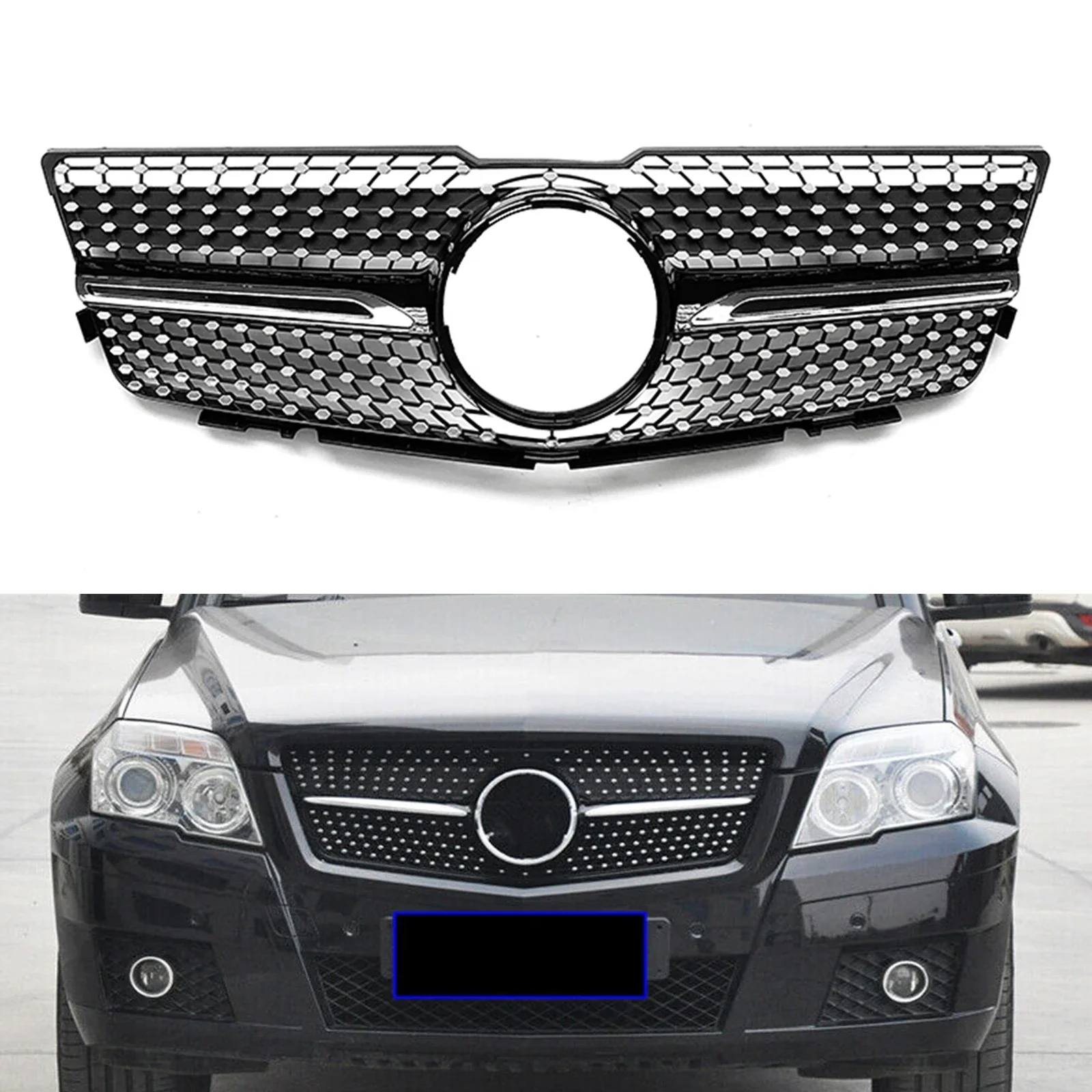 

Pop Front Grille Grill For Mercedes Benz GLK Class X204 2008-2012 GLK220 GLK250 GLK280 GLK300 GLK350 GLK400 Upper Bumper Hood Me