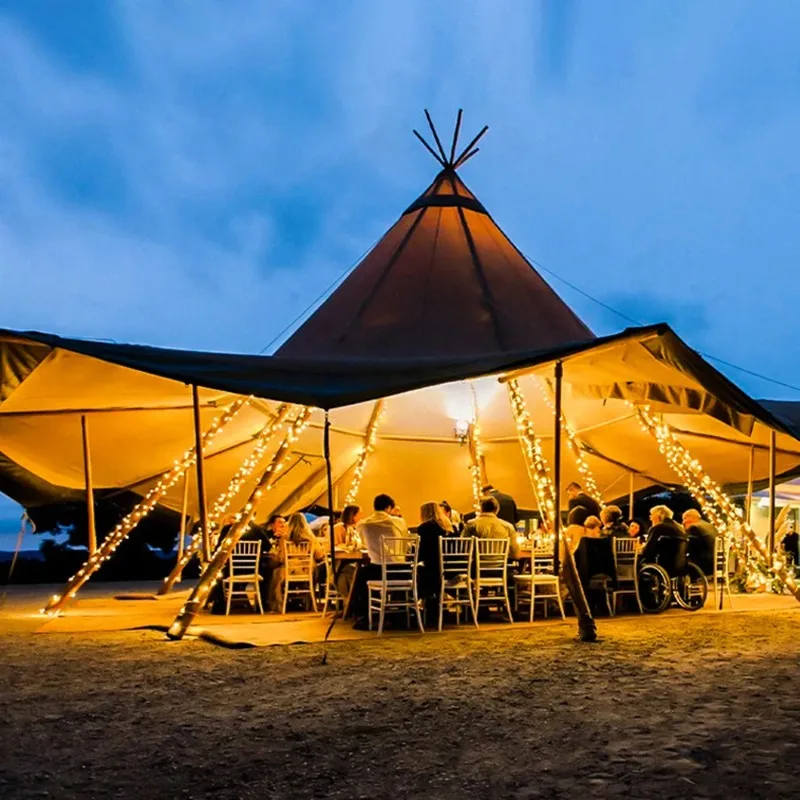 Outdoor Waterproof Luxury Big Party Restaurant Glamping New Oxford Camping Teepee Indian Pyramid Safari Tent Factory Price
