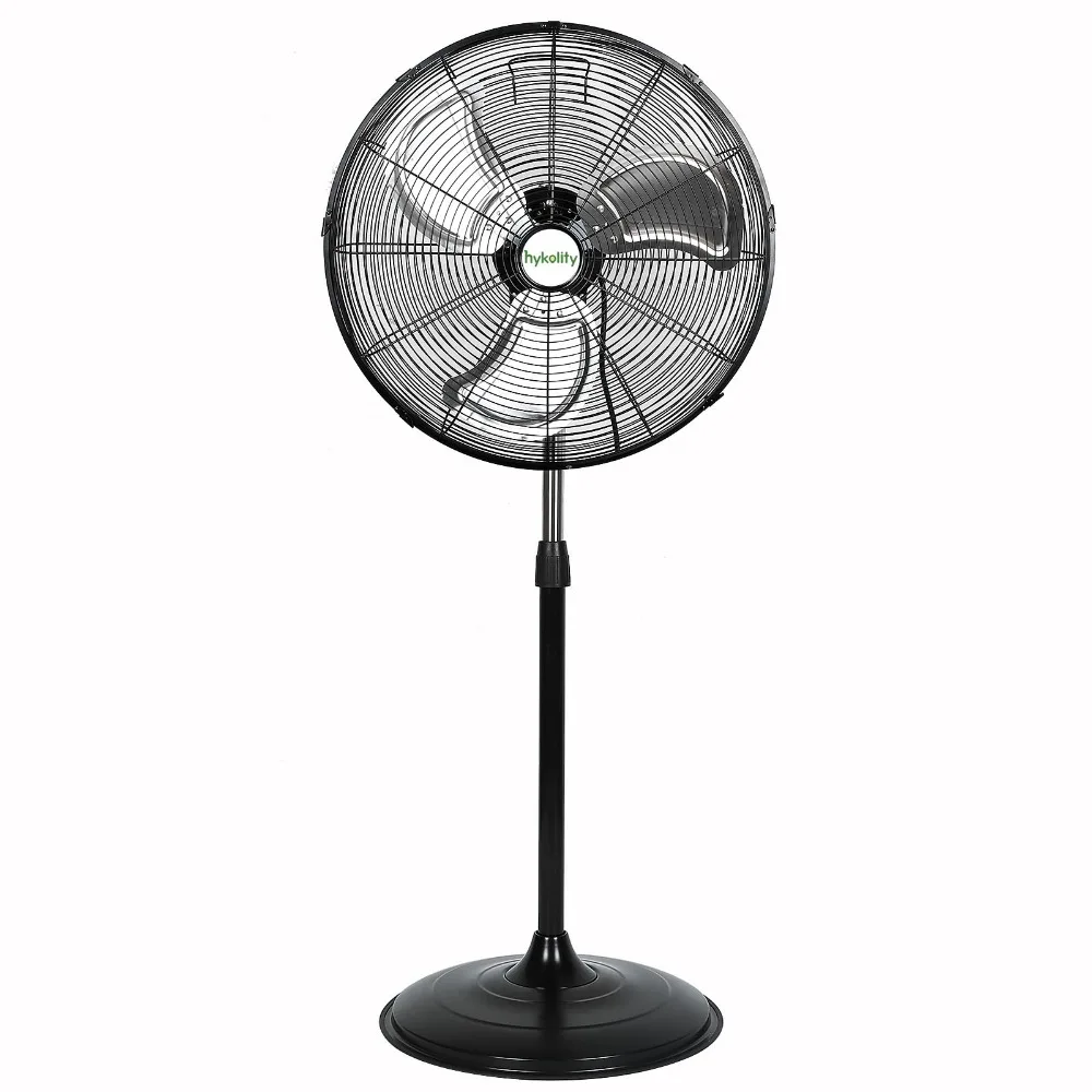 High Velocity Pedestal Oscillating Fan, 5200 CFM 3-Speed Industrial Standing Fan with Aluminum Blades, Heavy Duty Metal Shop Fan