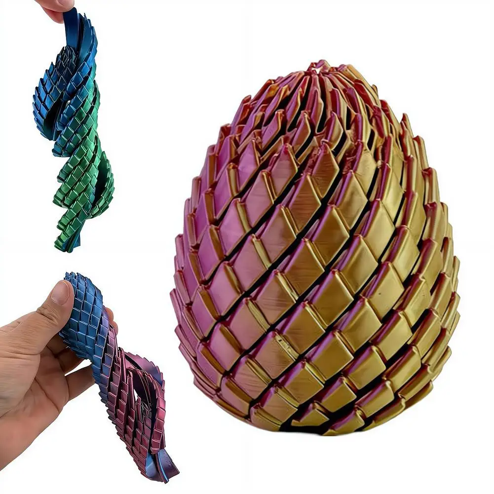 3D-Gedrucktes Drachenei Stressabbau-Spielzeug, Artikuliertes Dehnbares Sensorisches Fidget-Spielzeug, Verformbares Drachenei-Geschenk für Kinder und Erwachsene – Detail 3