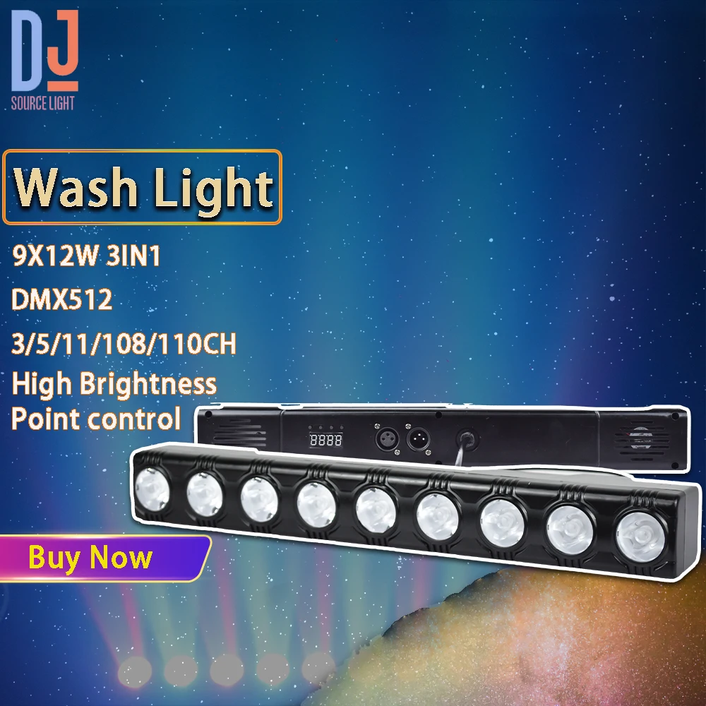 

New Arrival! LED RGB 9X12W 3IN1 Bar Light Beam Wall Wash Light Horse Racing Effect Lights with Remote Control DMX DJ Disco Show