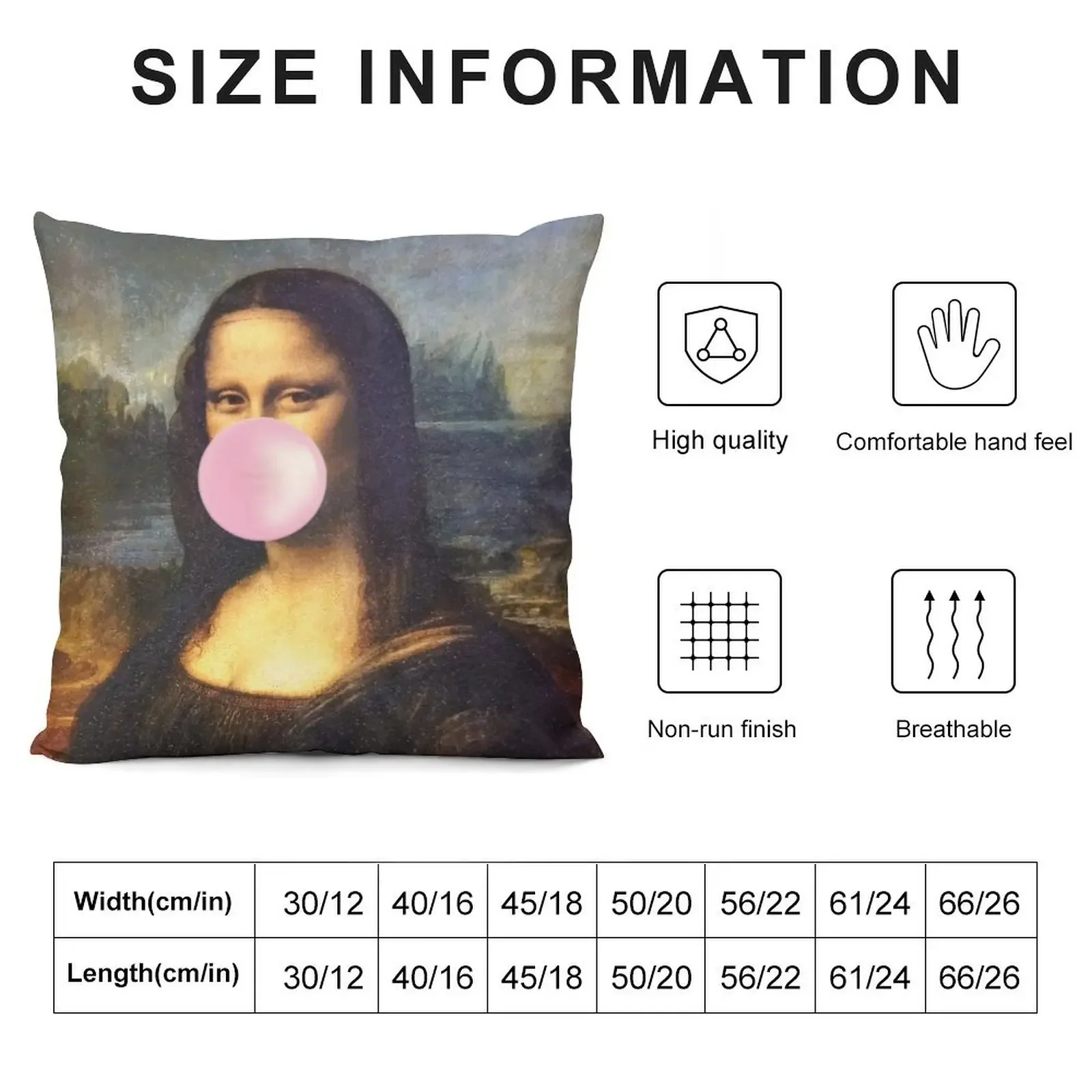 Mona Lisa Blowing Bubblegum Throw Pillow Decorative Cover For Living Room ornamental pillows pillow