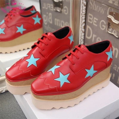 2023 Fashion Woman Sneakers Thick Bottoms Wedges Lady Loafers Square Toe Increased Flat Platform Casual oxford Shoes Women