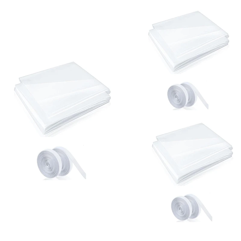 Window Plastic Insulation Kit With Adhesive Straps Winter Reusable Window Plastic For Winterizing