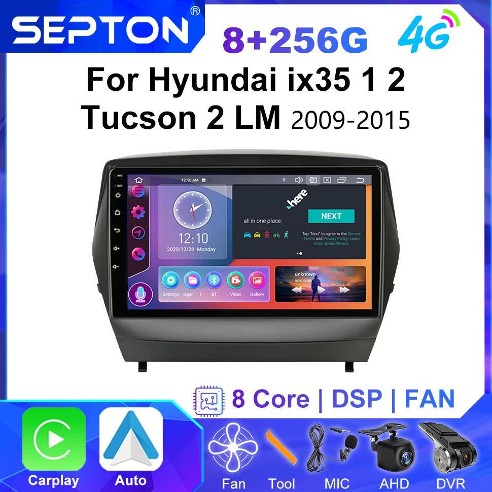 

SEPTON Android 12 Car Radio for Hyundai ix35 1 2 Tucson 2 LM 2009-2015 CarPlay Multimedia Player Navigation GPS 2Din Head Unit