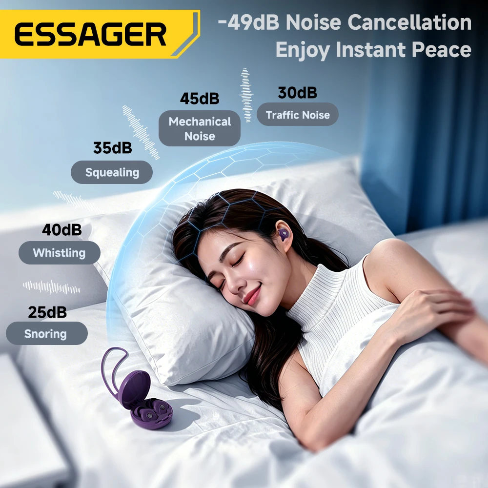 Essager Silicone Ear Plugs Sleep Noise Cancelling Reusable Hearing Protection Earplugs with Storage Case for Travel Sleeping