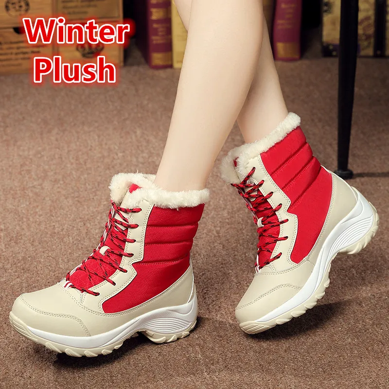 2023 Snow Boots Women Cotton Plush Warm Ankle Boots Women Shoes Height Increasing Platform Casual Fur Shoes Waterproof Botas