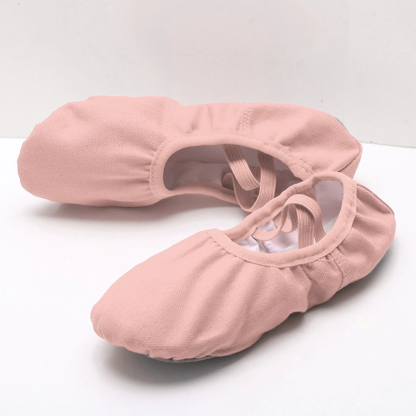 Zapatos de baile de Ballet para niña, zapatillas de suela dividida de Color sólido con banda elástica cruzada, zapatos de bailarina para actuaciones