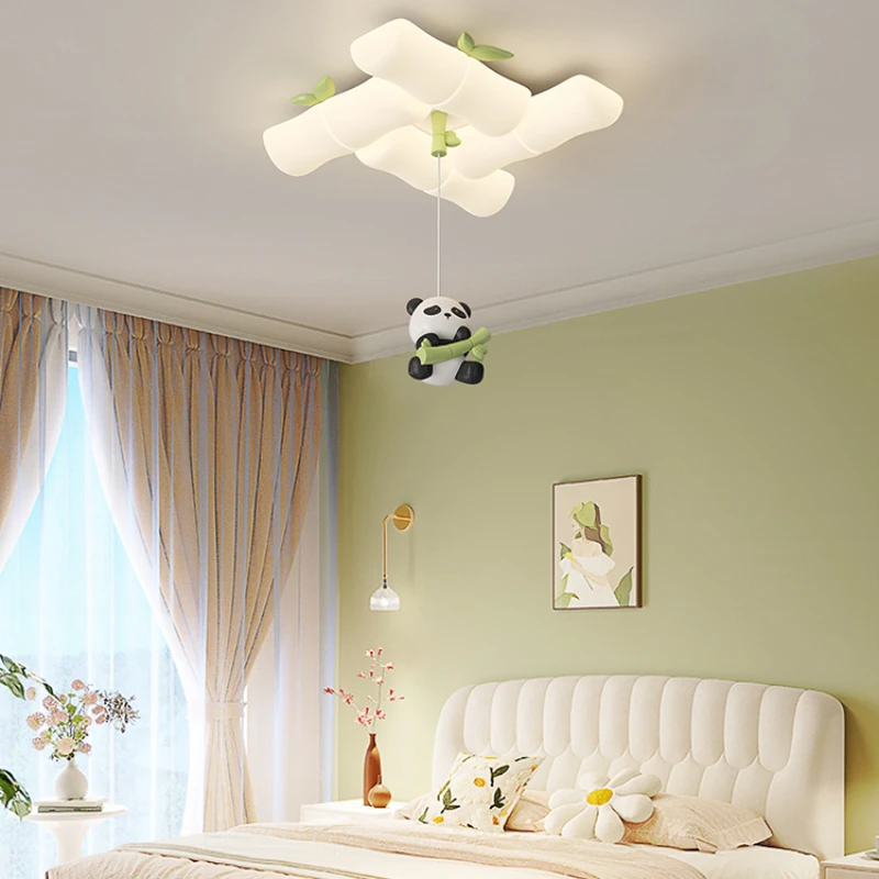 Panda Bamboo Restaurant Ceiling Lights Modern Bedroom Board Study Lamps for Living Room Chandeliers Home Decor LED Lamp Lustres