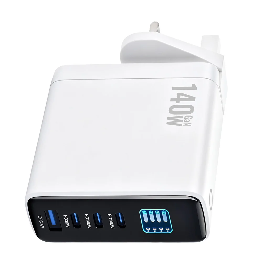 Multi-Port 140W GaN Fast Charging 3C1A Desktop 4-Port Smart Digital Display PD3.1 USB Type C Charger for iPhone Xiaomi Laptop