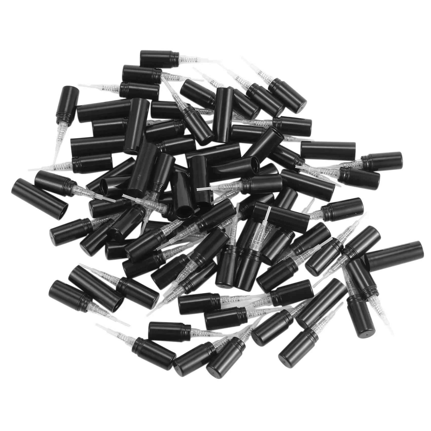 100 teile/los 2ml schwarze Kunststoff-Parfüm-Sprüh flasche Probe Spray Sprayer Zerstäuber Parfüm flasche