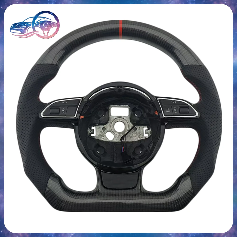 

For Audi A3 A4L A5 A6L A7 Q3 Q5 Car Steering Wheel Practical Hot Sale Carbon Fibre Perforated Leather Steering Wheel