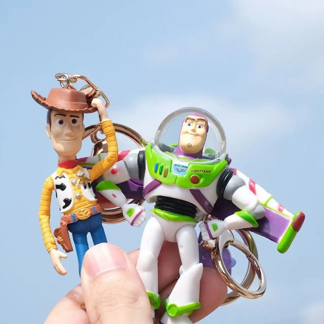 Simpatico Toy Story Woody And Buzz Lightyear Portachiavi per bambola Borsa Ciondolo per cartoni animati Accessorio per figura anime per regalo di compleanno