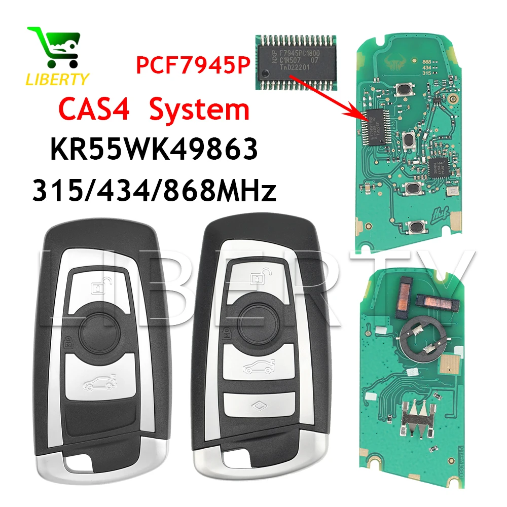 Ly 315Mhz/433Mhz/868MHz PCF7945P ID49 Chip Auto Remote Key Keyless Entry Car Smart Key For BMW F 1 2 3 4 5 6 7 CAS4+ FEM System