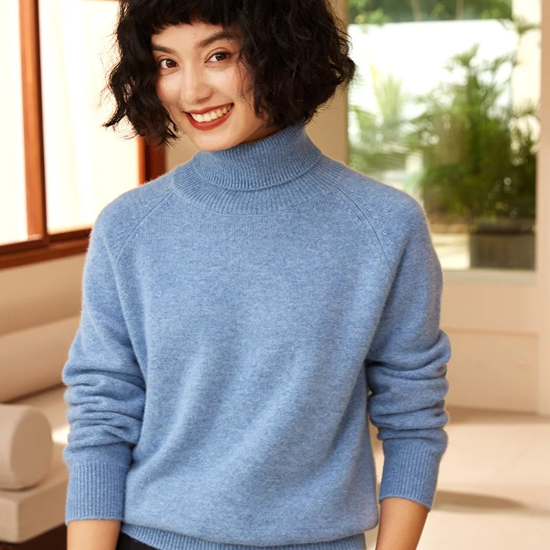 

2025 Autumn Winter New Product 100% Cashmere Sweater Women's Thicken Knit Sweater Fashion Turtleneck Pullover Warm Tops Clothing
