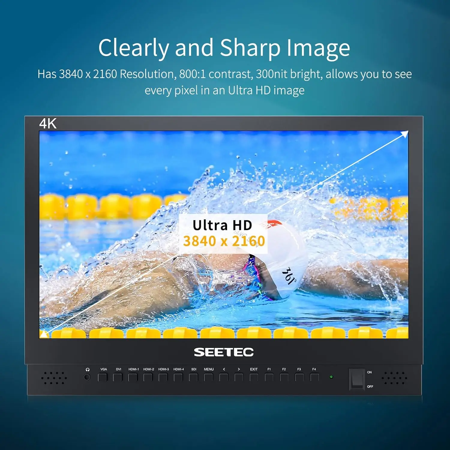 شاشة بث SEETEC 4K156-9HSD مقاس 15.6 بوصة 4K UHD شاشة عرض مقسمة متعددة الرؤية 4xHDMI