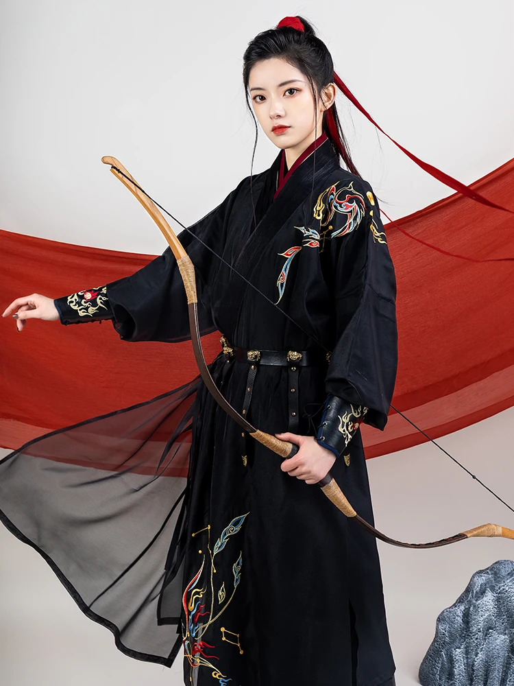 

Hanfu Men's And Women's Black Over Sized Chinese Ancient Traditional Hanfu Cotton Cosplay Samurai Costume