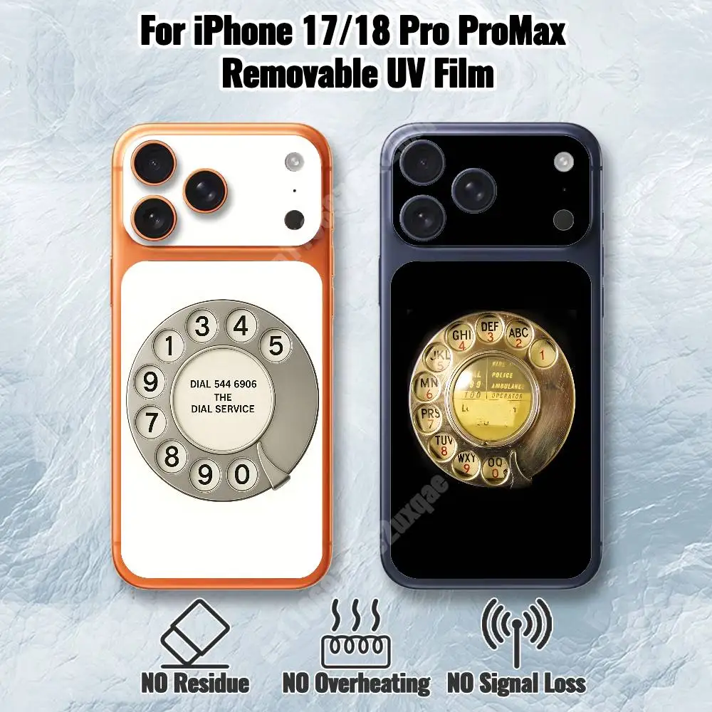 Funny Retro Rotary Dial Pattern Removable UV Film for iPhone 17 Pro 18 ProMax HD Back Sticker