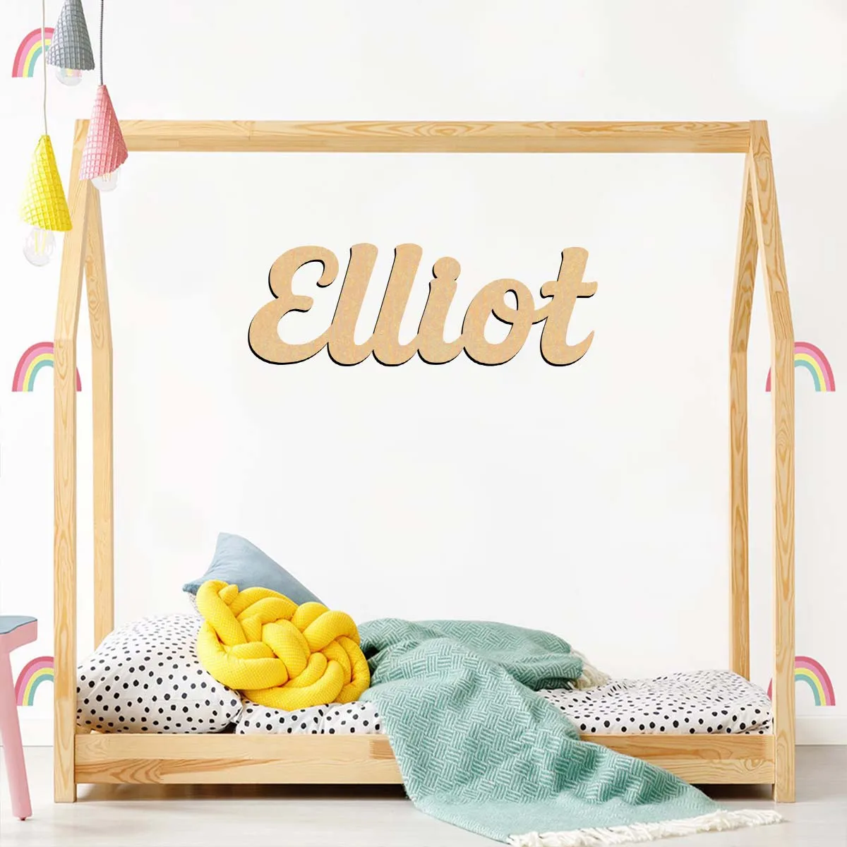 1pc Cartoon Elliot example Personalized Name Wooden Decor Wood Material Laser-Cut Sign Unique Bedroom Decor