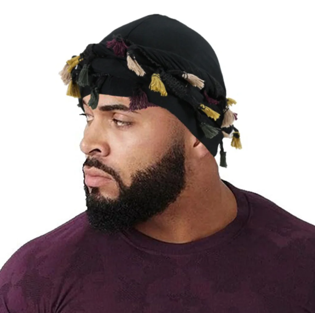 Men\'s Turban Hat Silk Satin Lining Elastic Caps For Men Headwrap Halo Chemo Bandana Caps Indian Head Wrap Male Beanies Hat