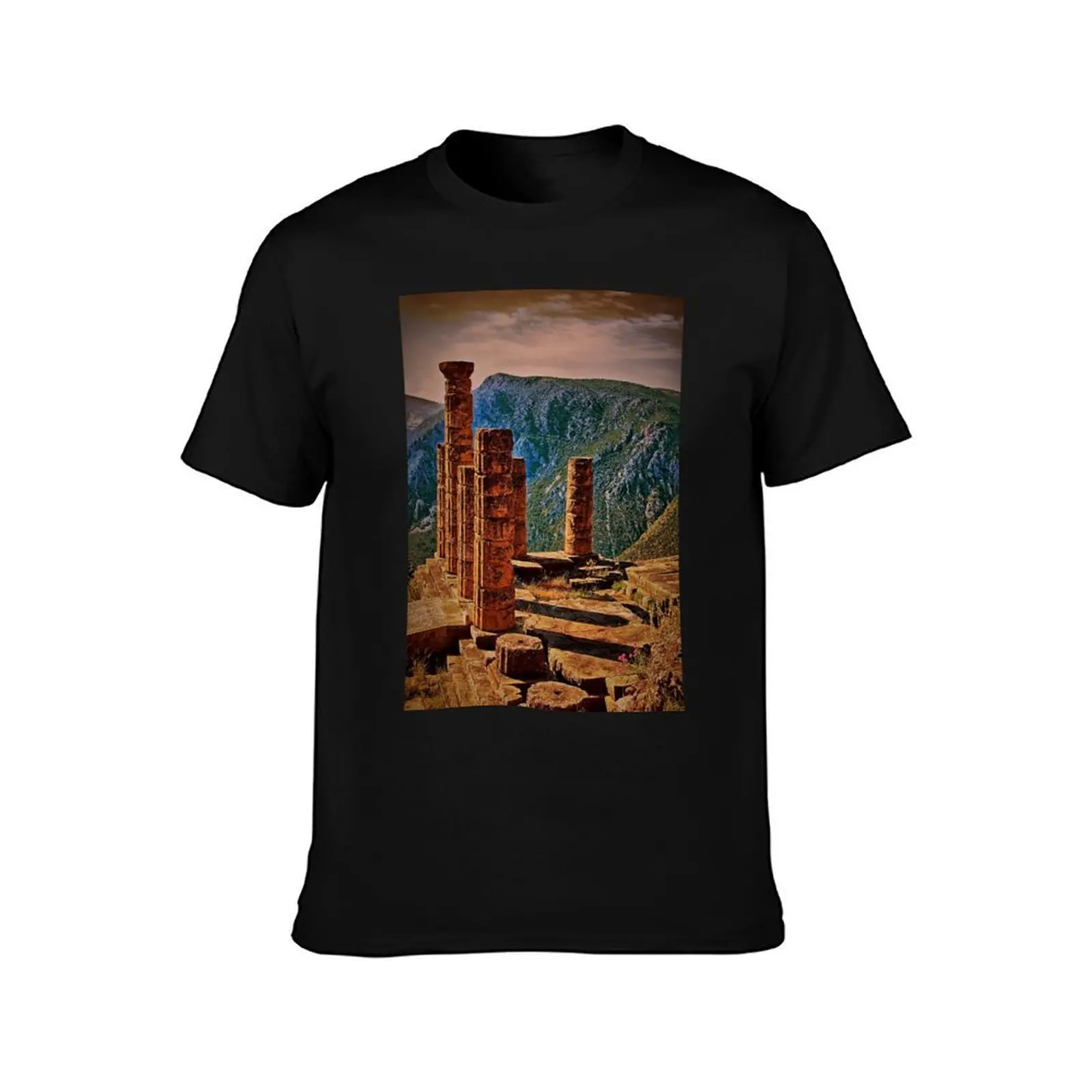 Greece. Delphi. The Ruins of Temple of Apollo. T-Shirt, Summer Casual Cotton Tee, Oversized Streetwear Tops, Unisex Men Women