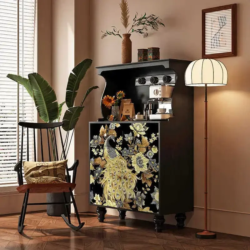 New Chinese-style retro dining side cabinet, living room sofa side cabinet, entrance storage storage cabinet