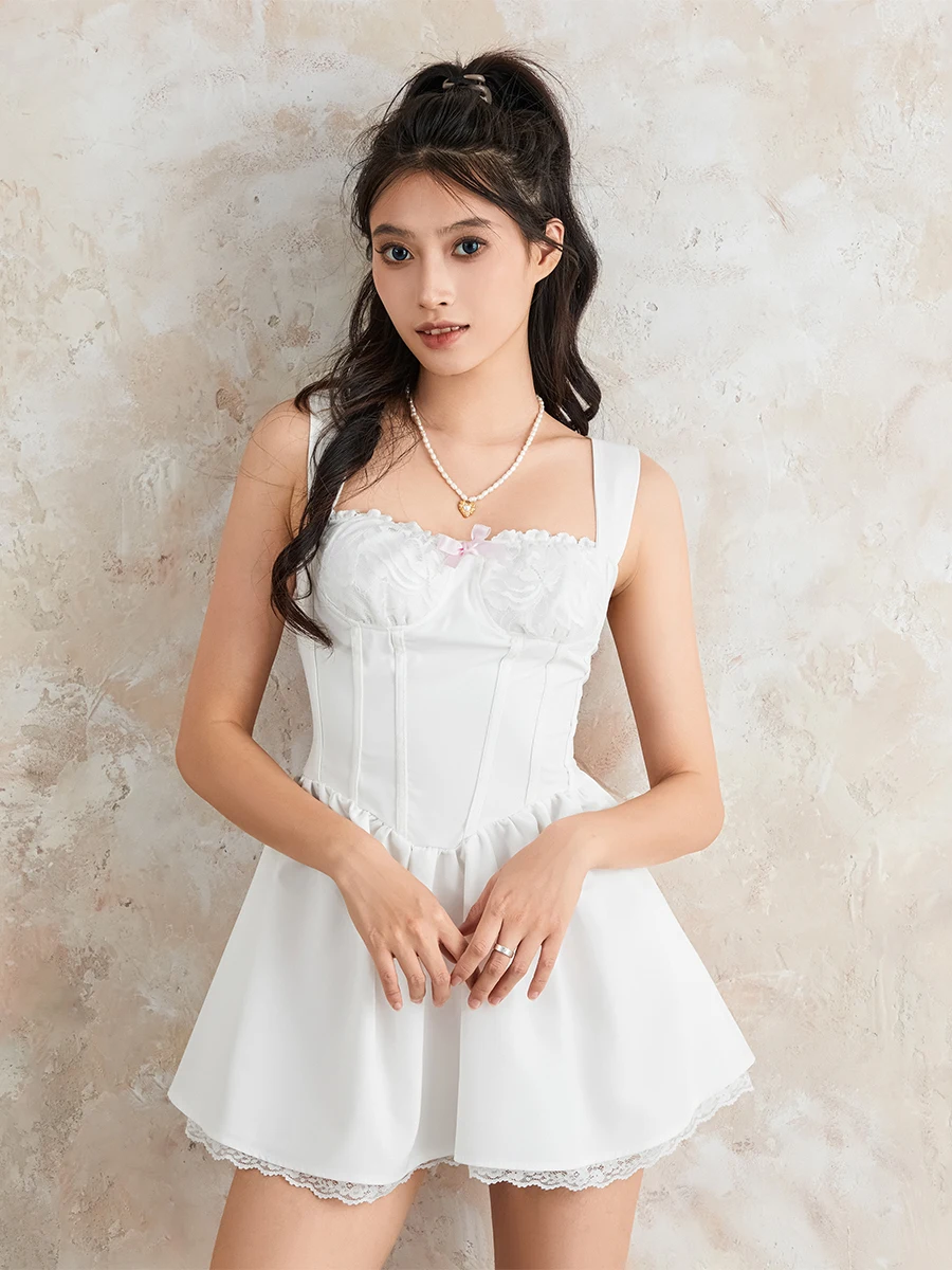 Elegant Off-Shoulder Lace Dress with Flared Sleeves and Ruffled Hemline for Wedding Guest Evening Party Cocktail