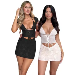 2023 Nightclub Sexy Party Three Piece Set Mini Dress And Bra And Mini Skirts Slim 3 Pieces Set Women Summer Outfits