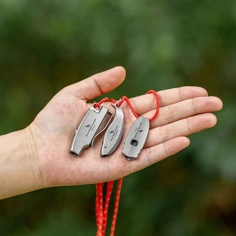 Boundless Voyage 120dB Titanium Survival Whistle Compact Emergency Safety Whistle Ultralight Whistles for Outdoor Hiking Camping