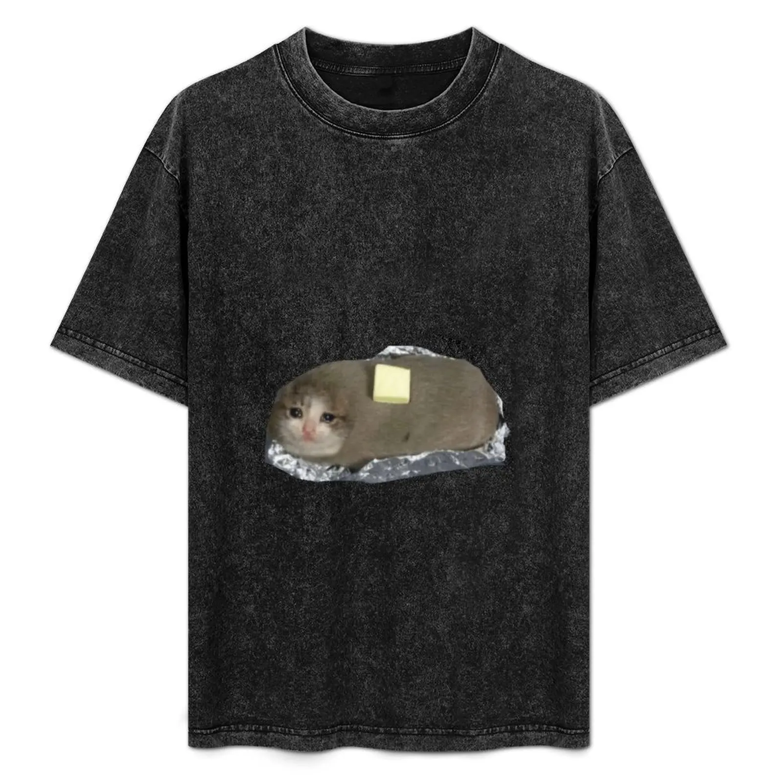 crying baked potato cat T-Shirt kawaii clothes cute tops custom t shirt graphic tee shirt mens tall t shirts