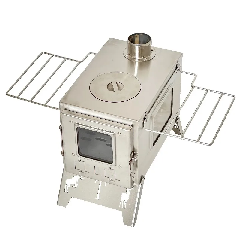 Portable Stainless Steel Foldable Wood Burning Camping Stove All Seasons Outdoor Tent Stove