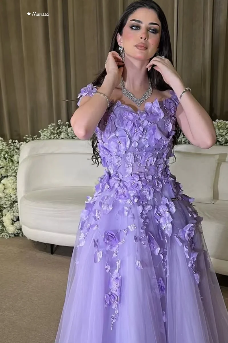 Marissa op maat gemaakte avondjurken vrouw elegante luxe dames elegante feestjurk applique galajurken 2025, lavendel paars