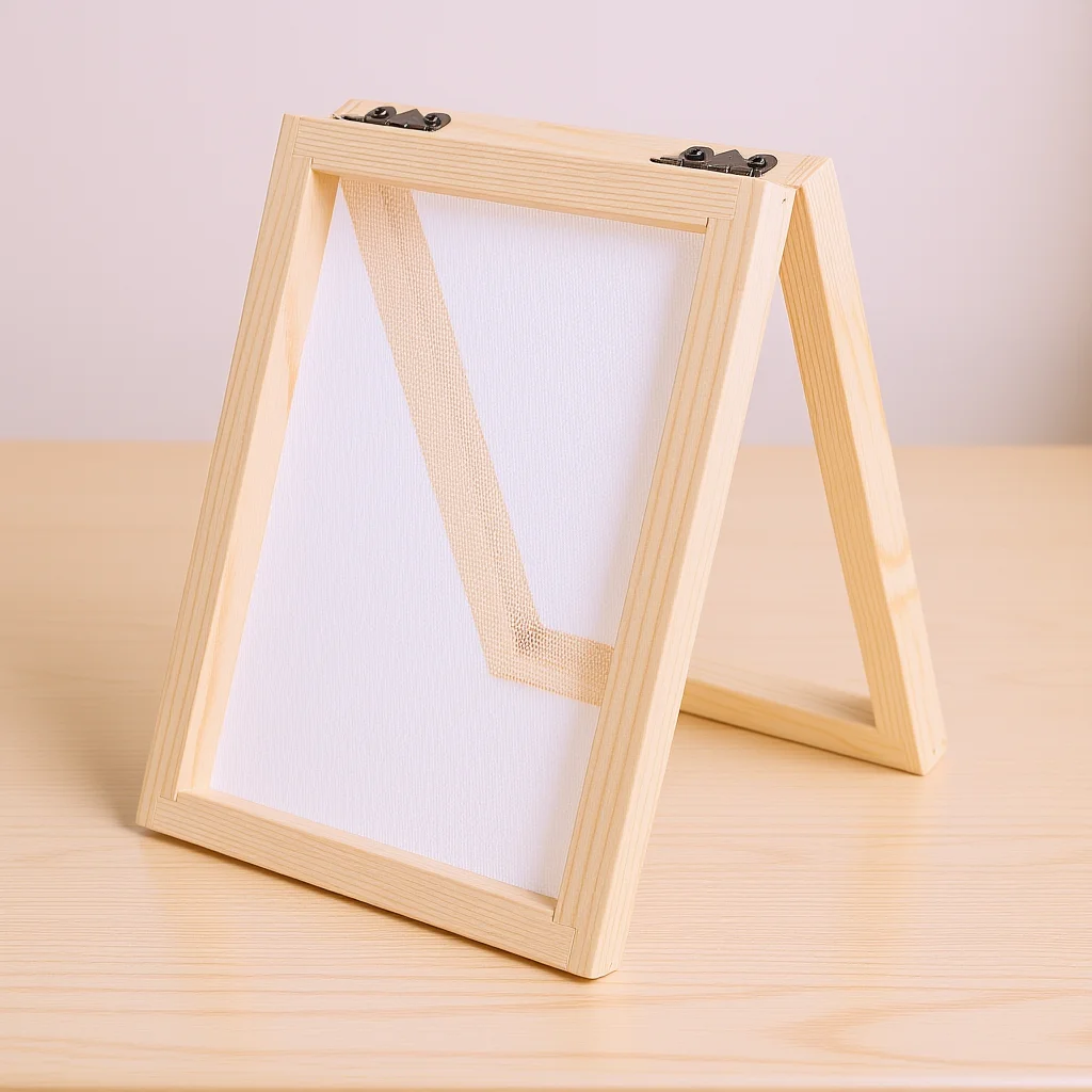 

Paper Making Mould with Wooden Frame DIY Craft Kit for Children Handmade Paper Frame Light Brown Sieve Art Supply