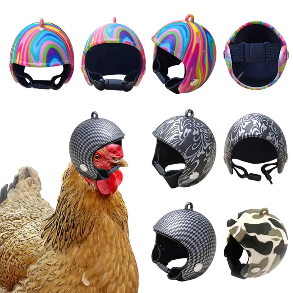 Chicken Helmet Small Pet Hard Hat Safe Material Adjustable Bird Quail Pigeon Hat Safe Headgear for Small Birds Cute