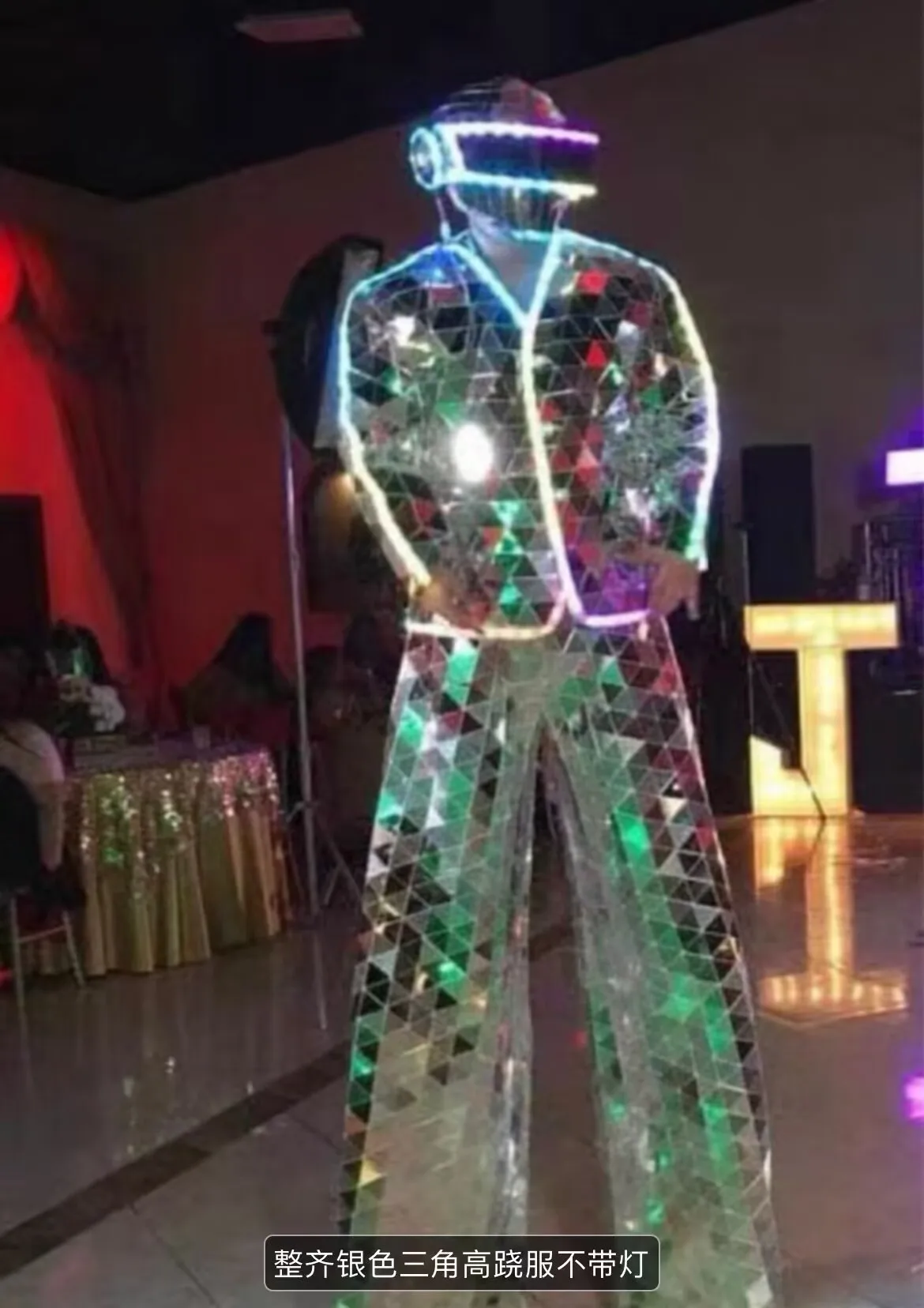 Stilts Walker Led Mirror Robot Suit Red Glass Costume  Silver Gold Costume  DJ Party Performance Show Dance Festival  outfit