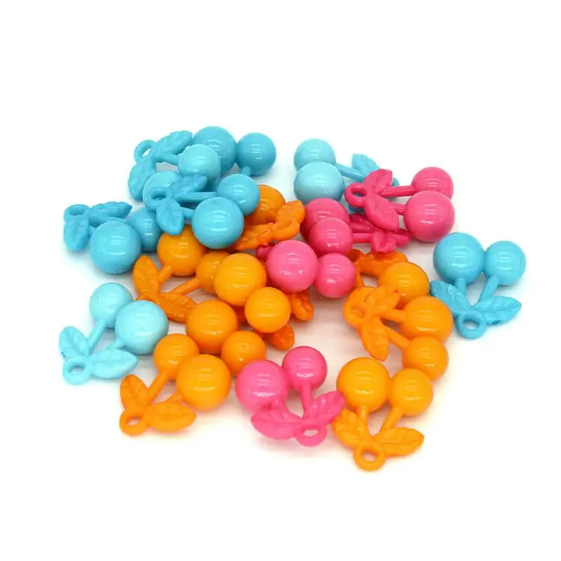 20pcs Cherry Hanging Hole Acrylic Beads 20MM Colorful Cute Pendant For Jewelry Making DIY Bracelet Spacer