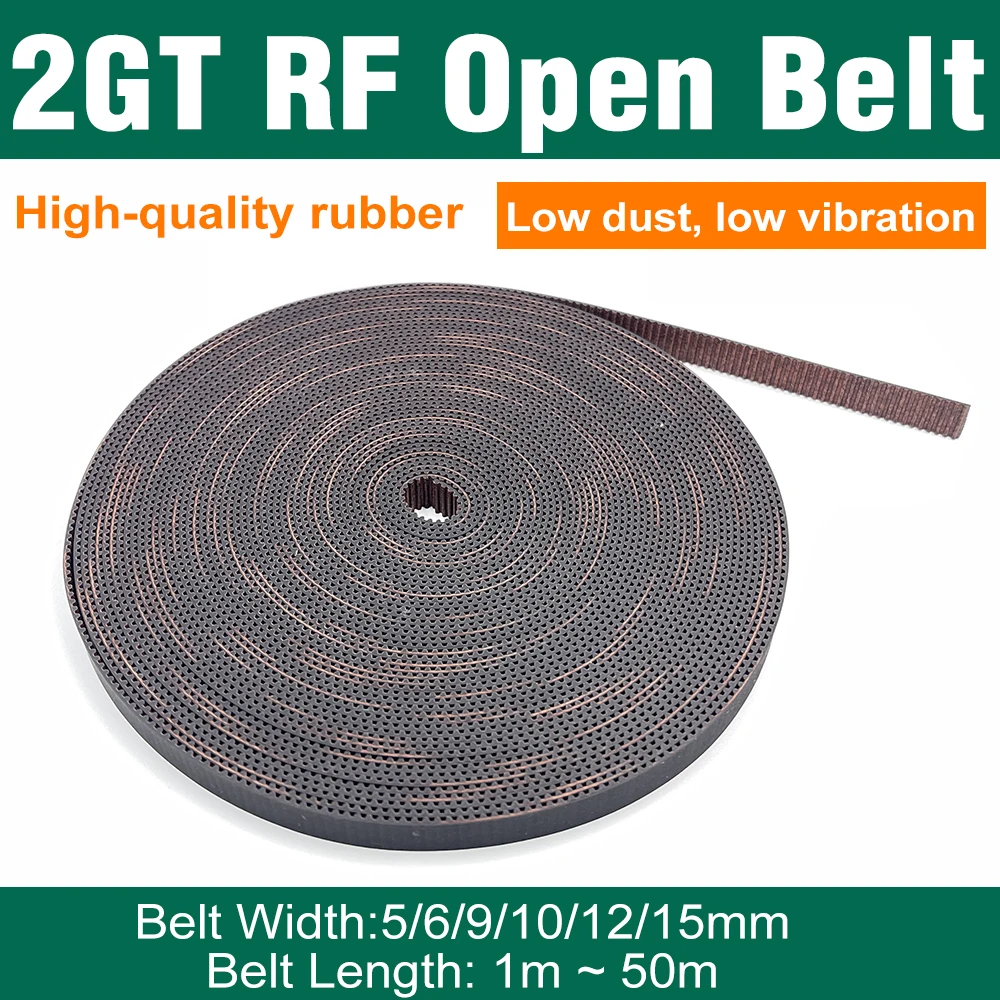 

2GT GT2 RF открытый ремень ГРМ ширина 5/6/9/10/12/15 мм резиновый малопыльный низкая вибрация 2GT открытый ремень 3D-принтер