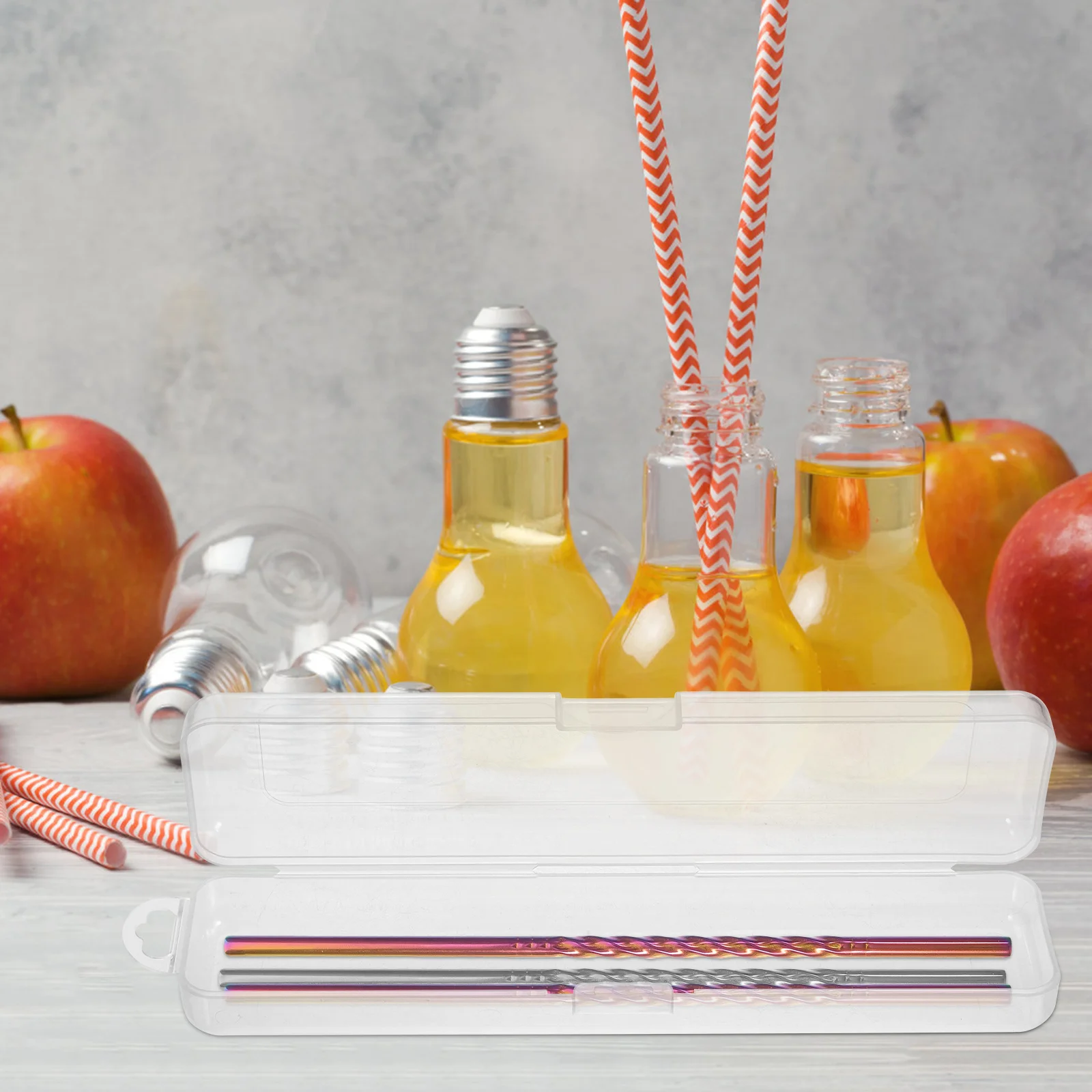 

4Pcs Transparent Drinking Straw Storage Box Multi-Functional Plastic Carrying Case Travel Coin Organizer Small Storage Container