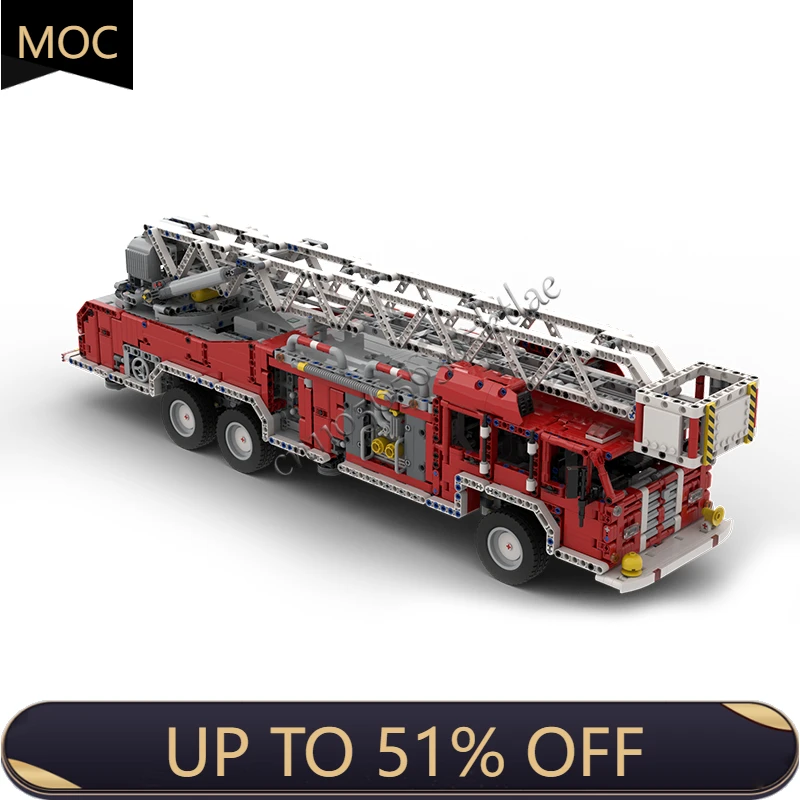 

3502 Parts MOC City Engineering Fire Engine Truck Model Technology Building Blocks Creative Children Toys Popular Birthday Gifts