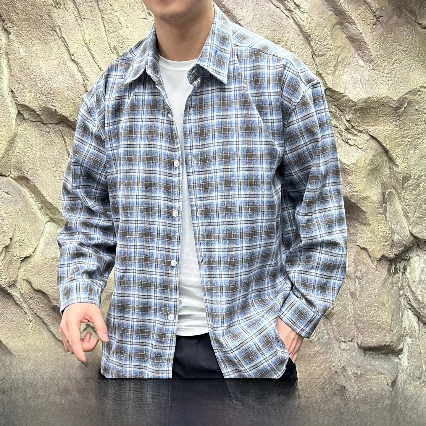 

Мужская повседневная одежда Long Sve irt, внутренняя одежда, многослойное клетчатое пальто с принтом тай-дай, новое осеннее пальто-джат с высокой чувствительностью