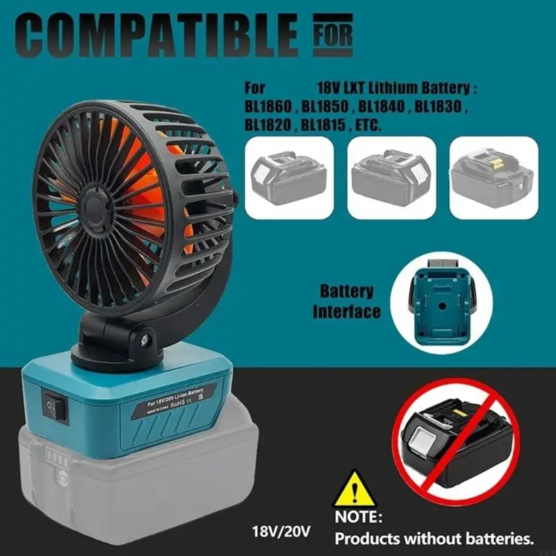 Durability Construction Folding Fan USB Type c Charging Port For 18V/20V Tool 83CE