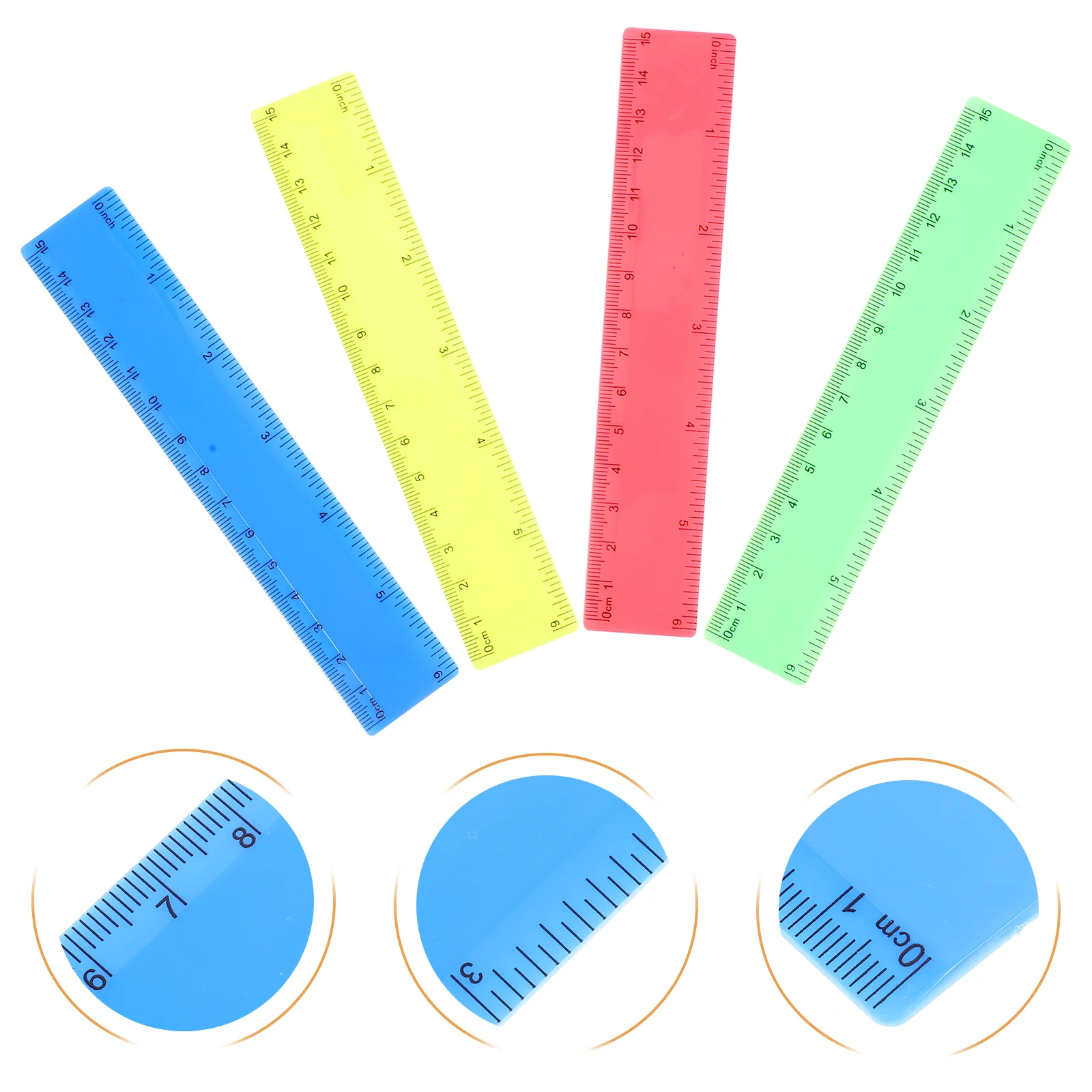 

20 Pcs 15cm Color Ruler Students Rulers Multi-function Colored Accessory Kids Gifts