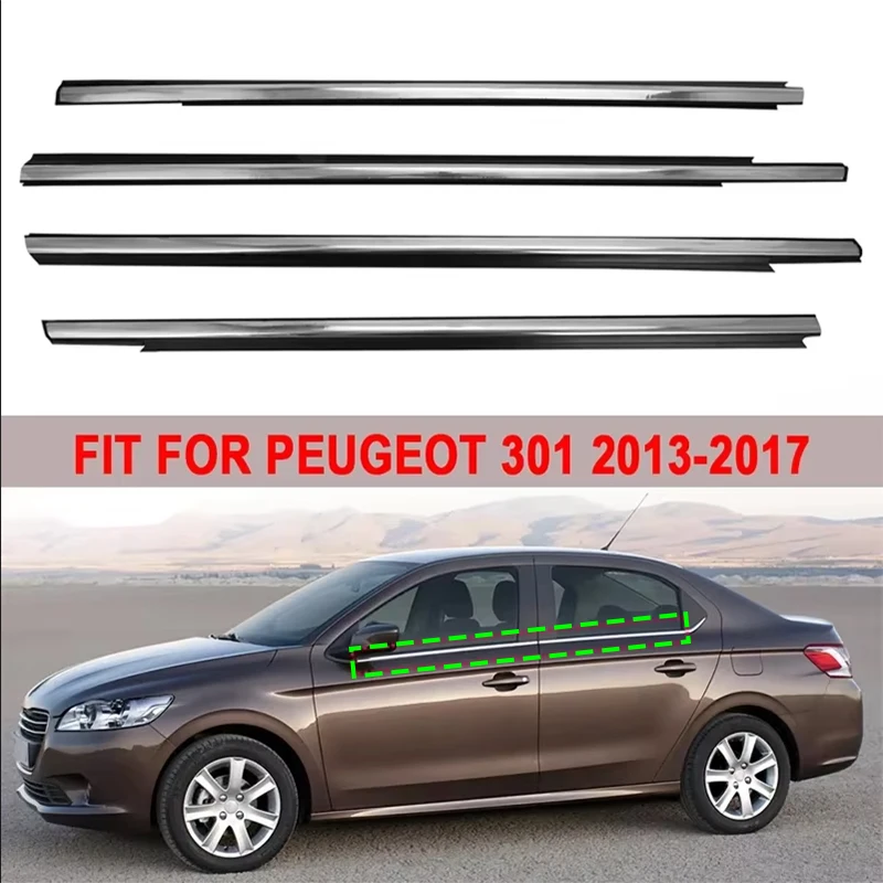 

4PCS Car Window Glass Sealed Strip Side Window Wheatherstrip for Peugeot 301 2013-2017