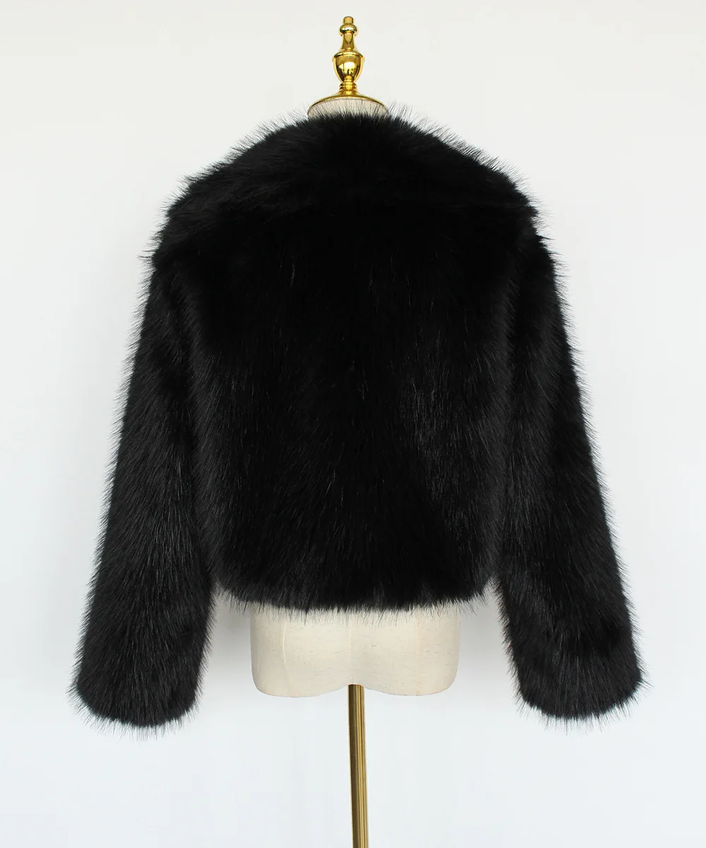 Herfst Faux Jassen Dames Lange Mouw Winter Nepbont Korte Jas met Nepbontkraag en Pakkraag Jassen Uitloper