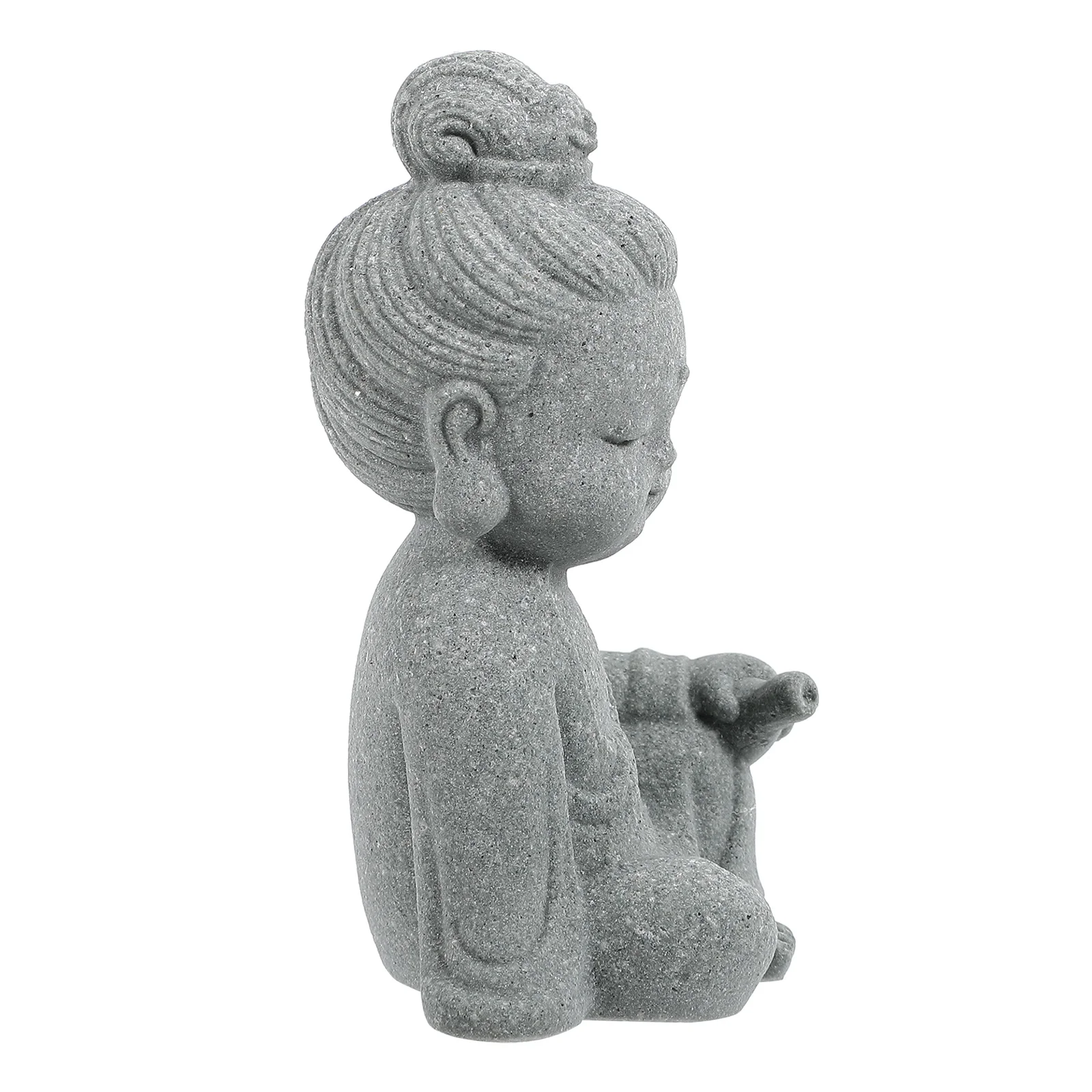 

Small Buddha Statue Resin Figurine Desktop Ornament Mini Sculpture Decoration Easy Clean Gray Color Small Size