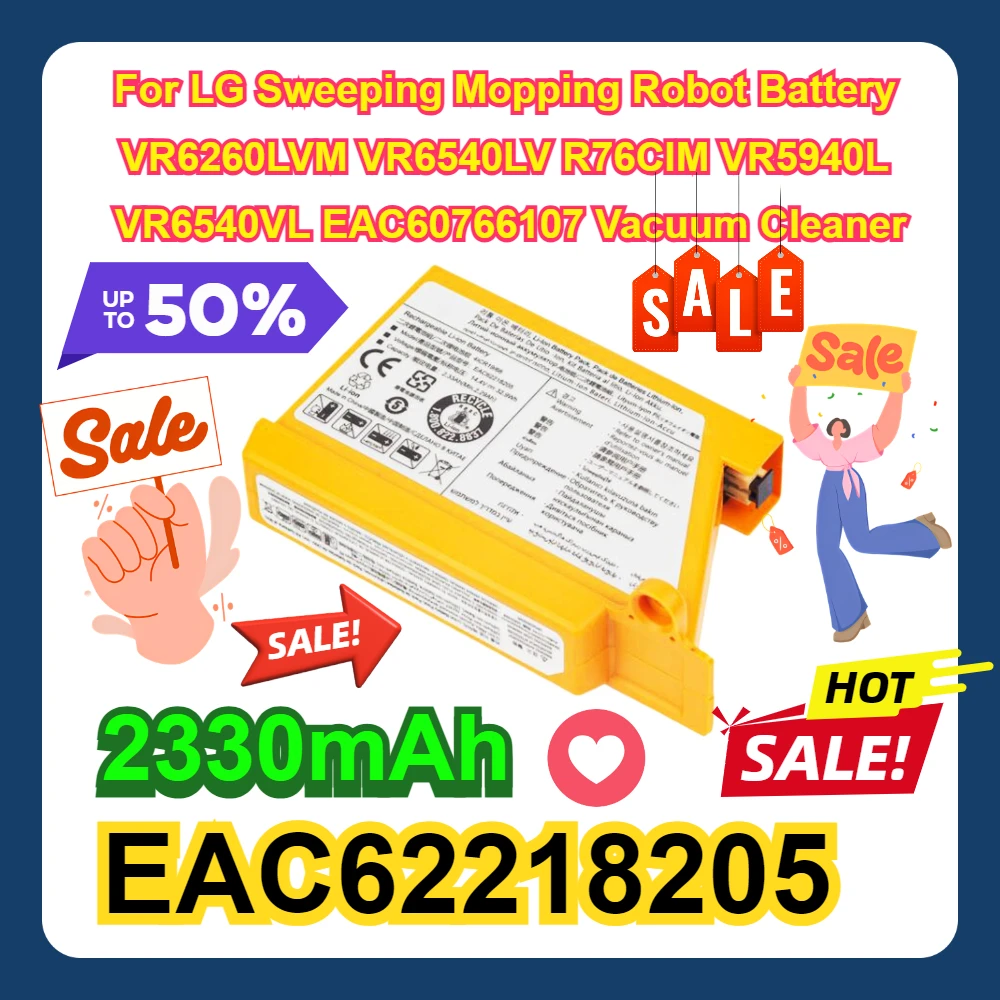 

2300mAh For LG Sweeping Mopping Robot Battery VR6260LVM VR6540LV R76CIM VR5940L VR6540VL EAC60766107 Vacuum Cleaner EAC62218205